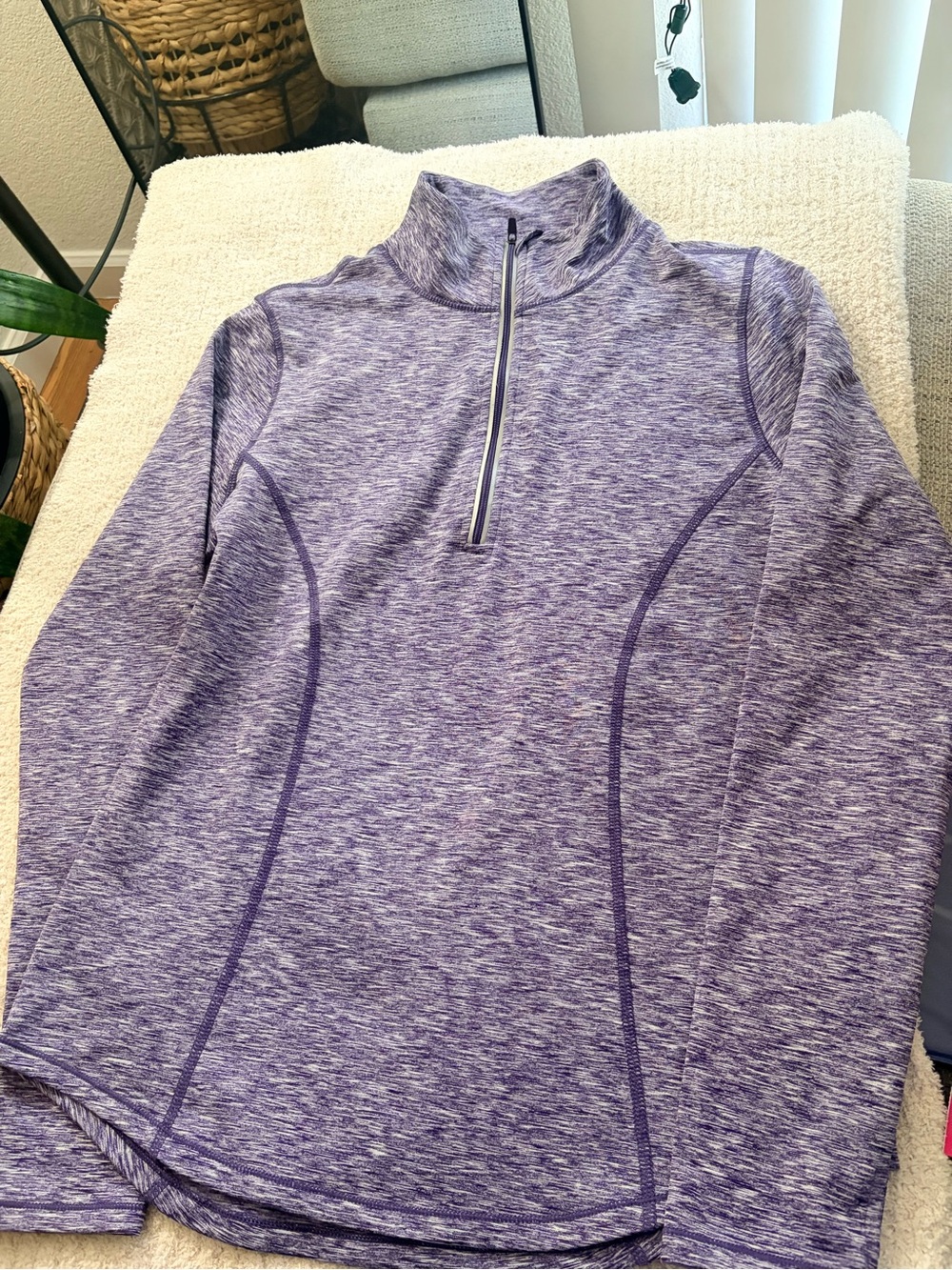 Saks Fifth Avenue Purple Heather Quarter-Zip Performance Sweater